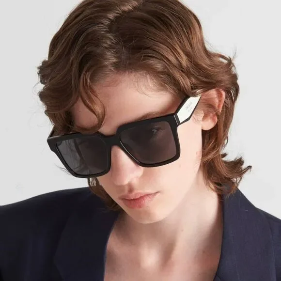 NEW Prada PR24ZS 1AB5S0 Black Dark Grey Square Oversized Women Sunglasses - Picture 13 of 16